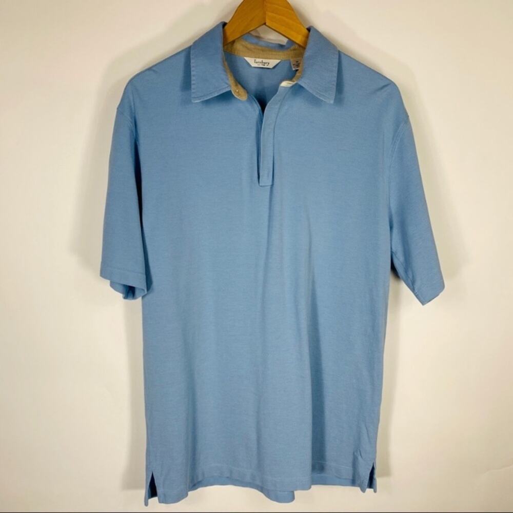 Turnbury Zip Polo Shirt Lt Blue Sz Medium